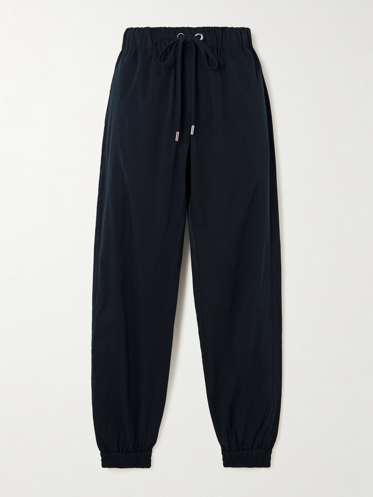 Sasuphi Valentina Cotton And Silk-blend Tapered Track Pants In Blue