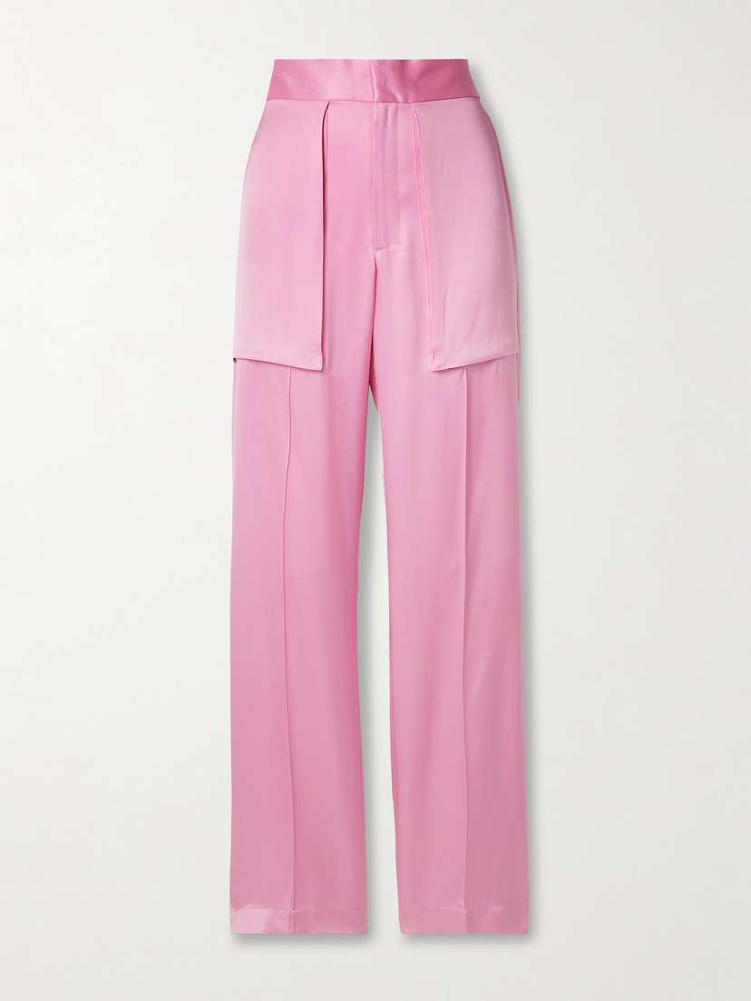 SASUPHI Adriana Satin-trimmed Silk-blend Straight-leg Pants