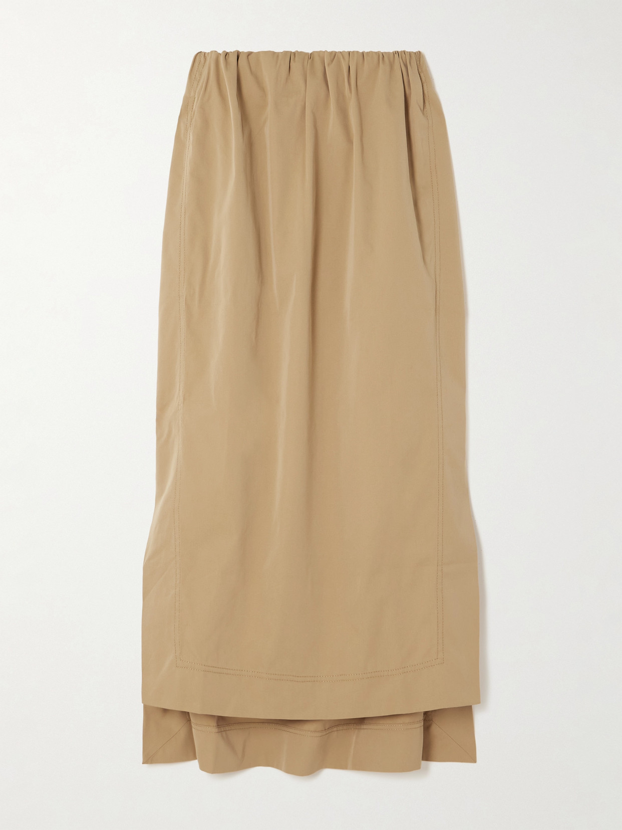 Sasuphi Gilda Gathered Cotton And Silk-blend Maxi Skirt In Neutrals