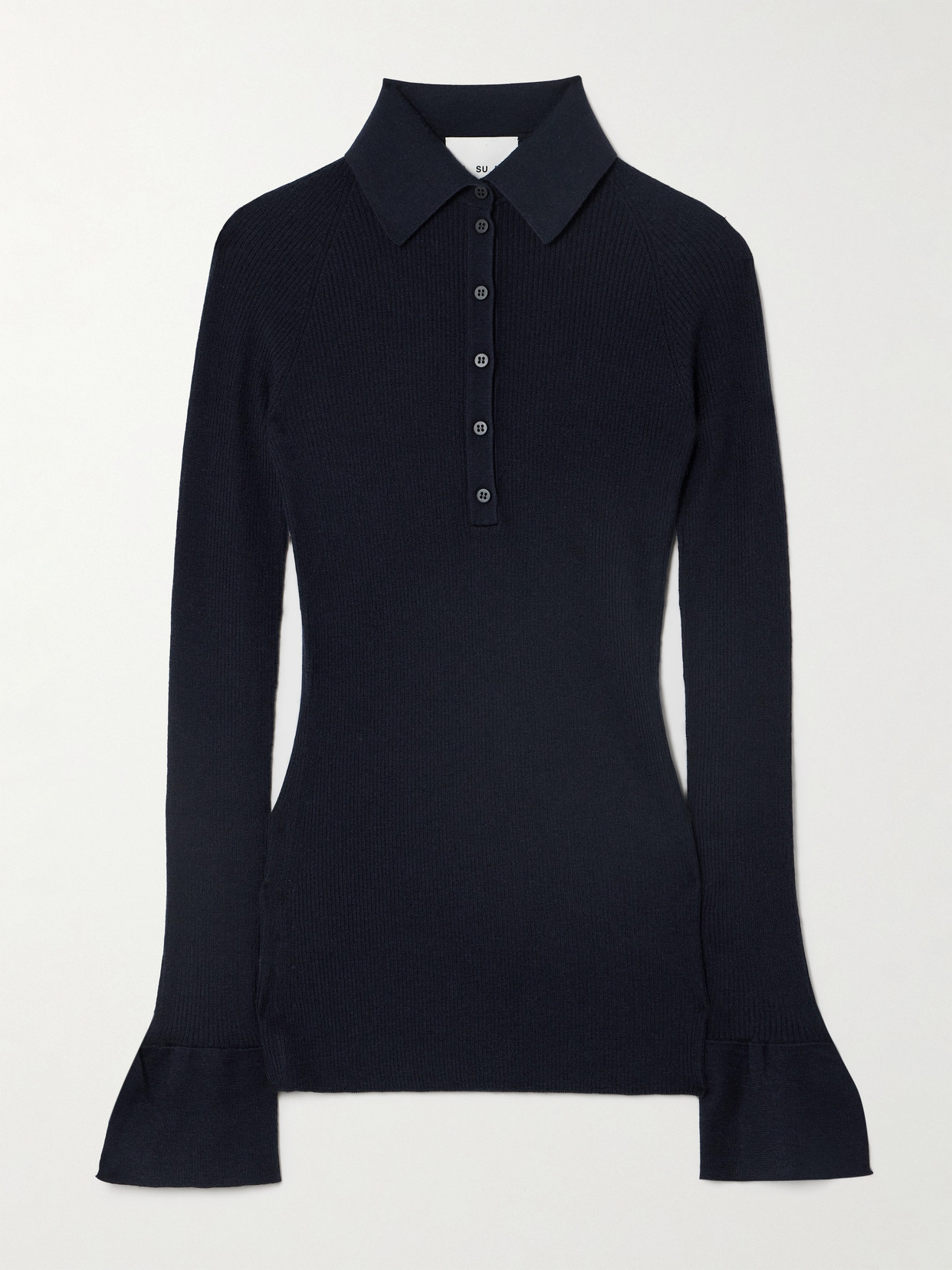 Sasuphi Ribbed Cashmere And Silk-blend Polo Shirt In Blue