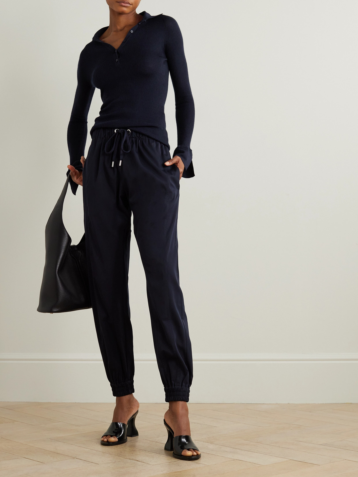 Sasuphi Ribbed Cashmere And Silk-blend Polo Shirt In Blue