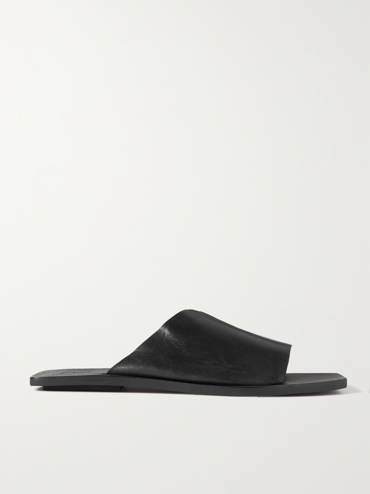 Shop St Agni + Net Sustain Asymmetric Leather Slides In Black