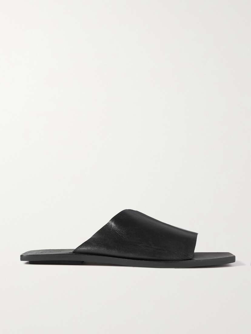 St. Agni + Net Sustain Asymmetric Leather Slides