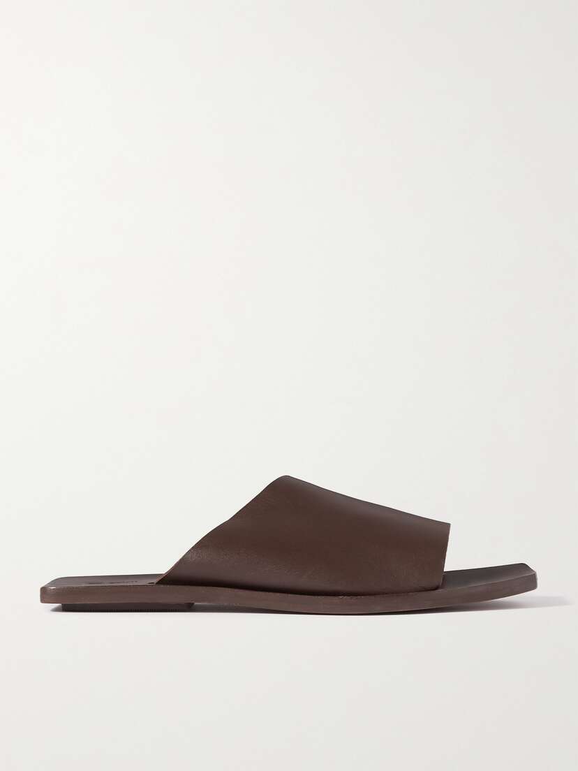 St. Agni + Net Sustain Asymmetric Leather Slides - IT35