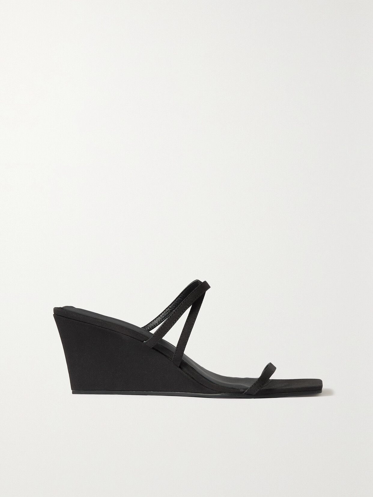 ST. AGNI - + Net Sustain Twill Wedge Sandals - Black