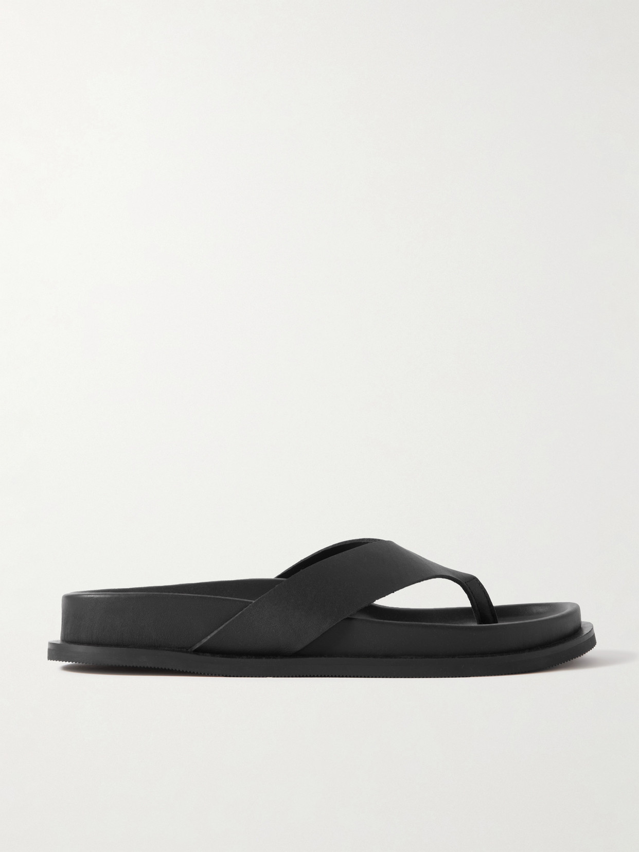 Shop St Agni + Net Sustain Thong Leather Flip Flops In Black