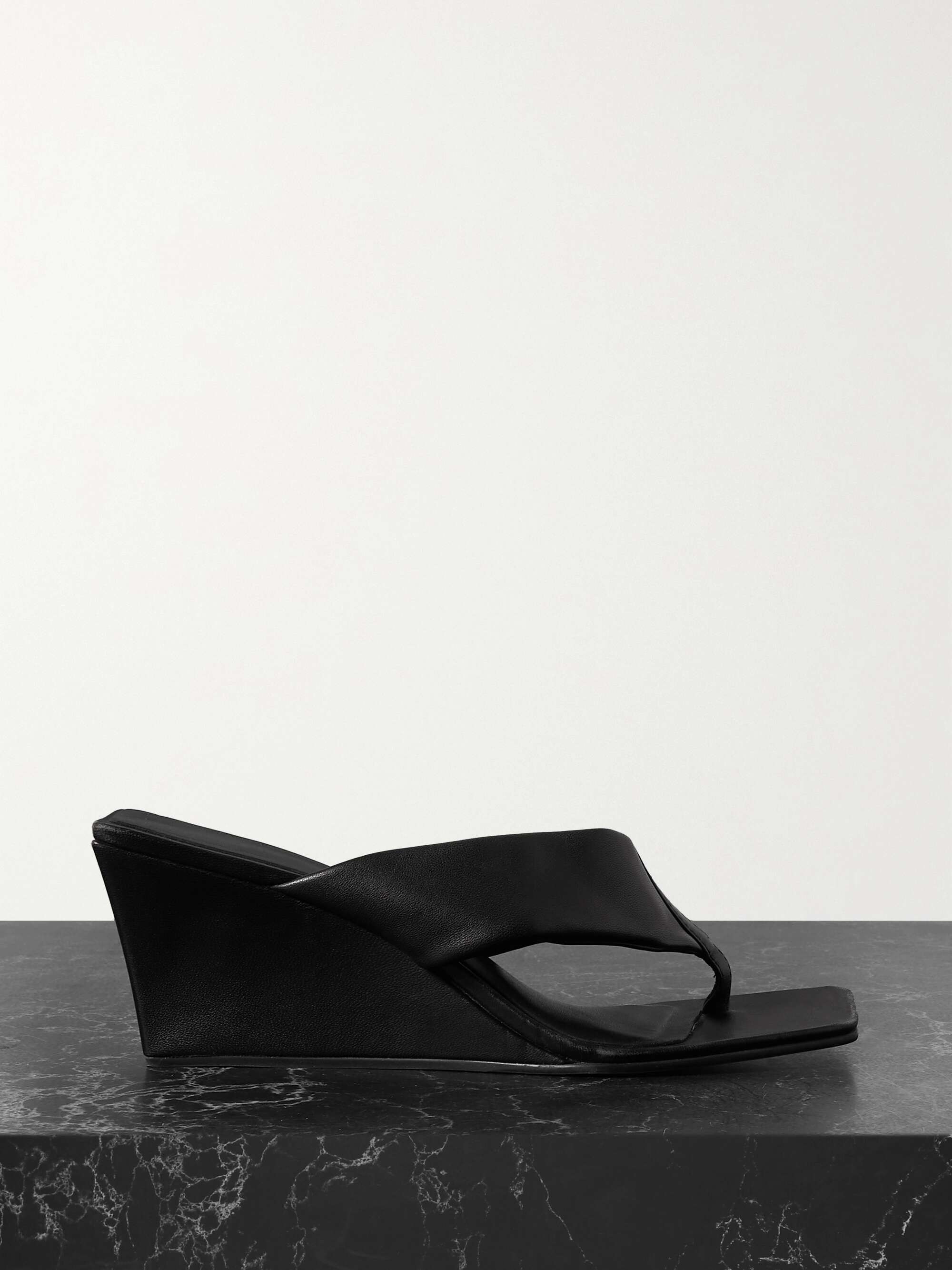 NET SUSTAIN Leather wedge sandals
