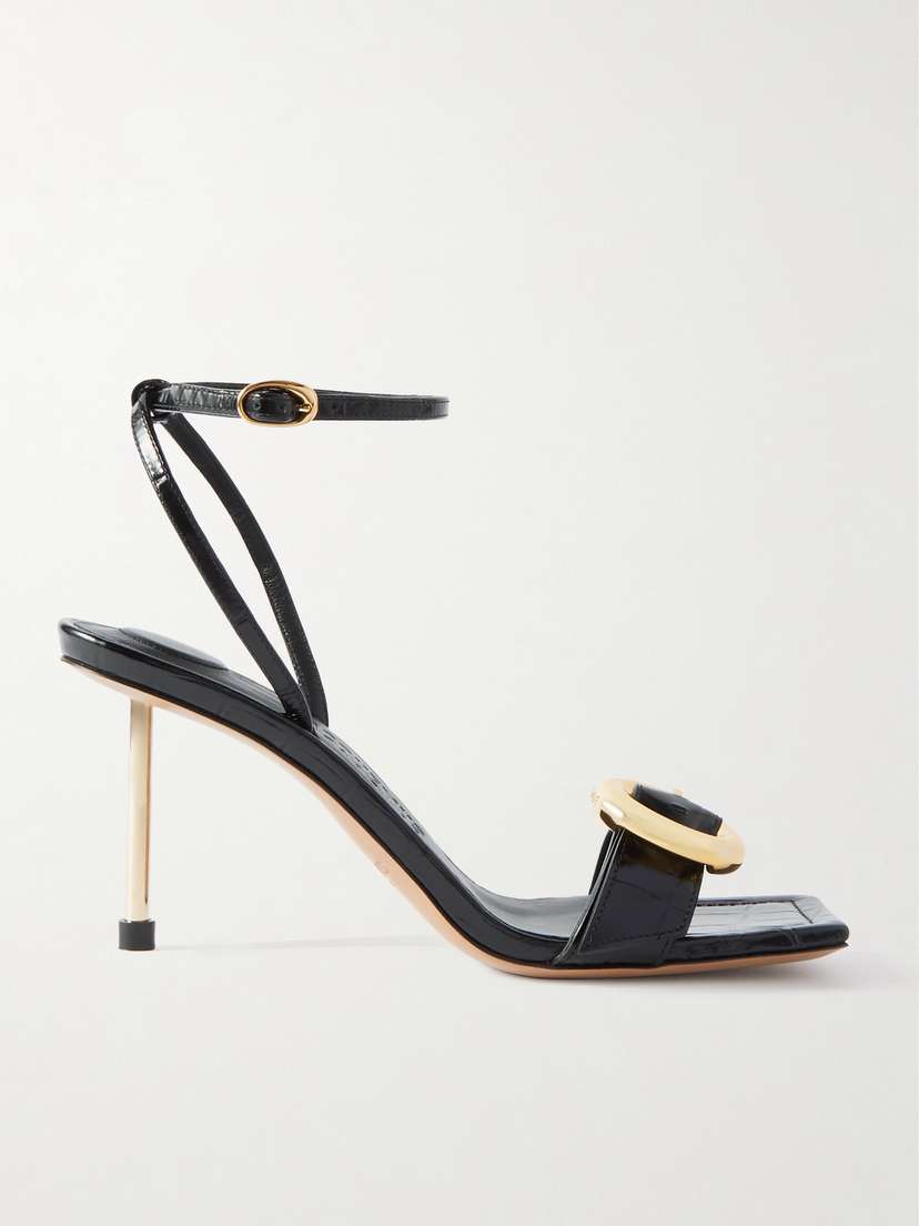 Jacquemus Regalo Embellished Croc-effect Glossed-leather Sandals