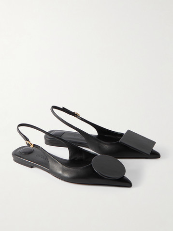 Jacquemus Duelo embellished leather point-toe slingback flats