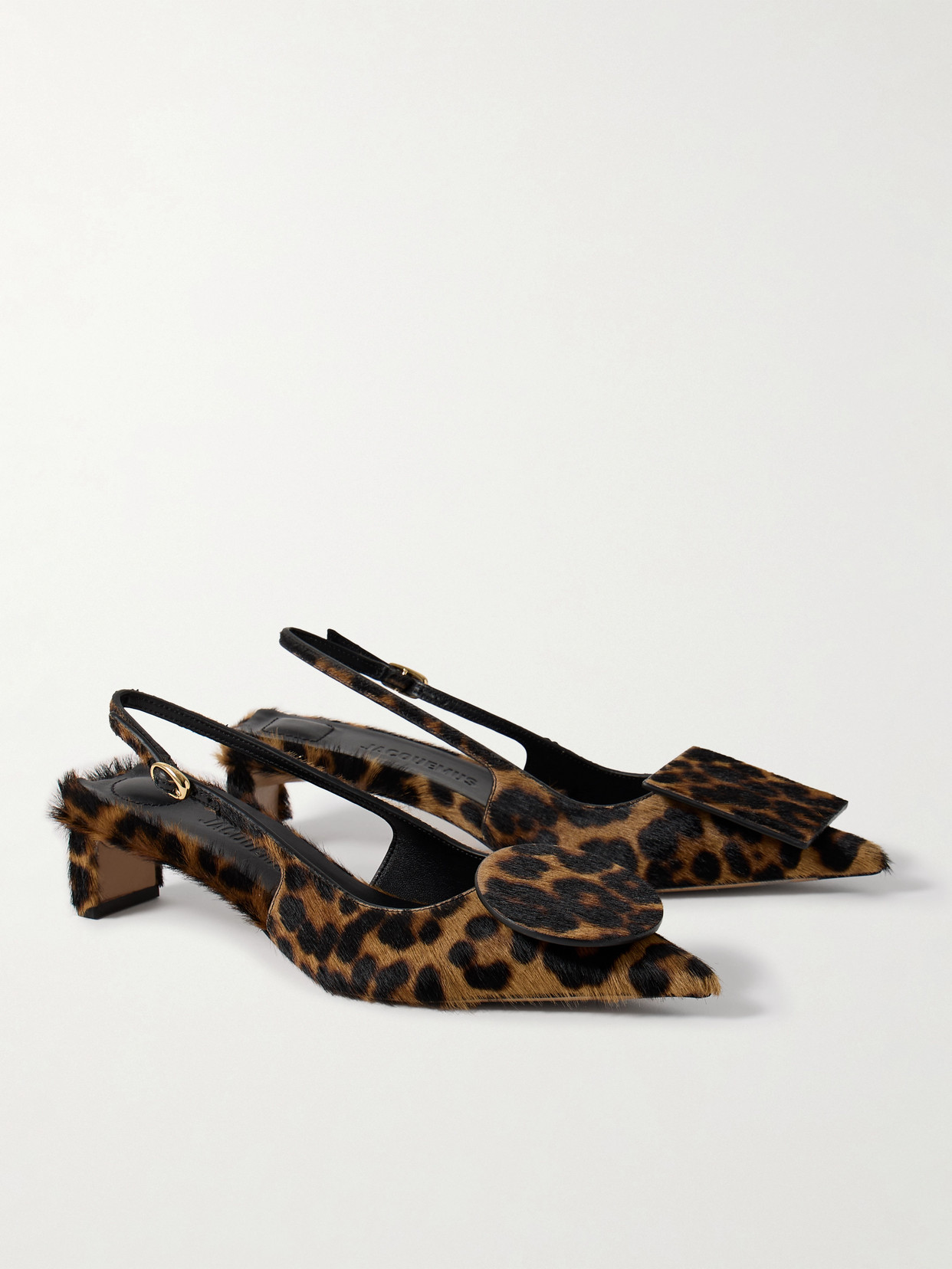 Shop Jacquemus Duelo Embellished Leopard-print Calf Hair Slingback Pumps In Animal Print