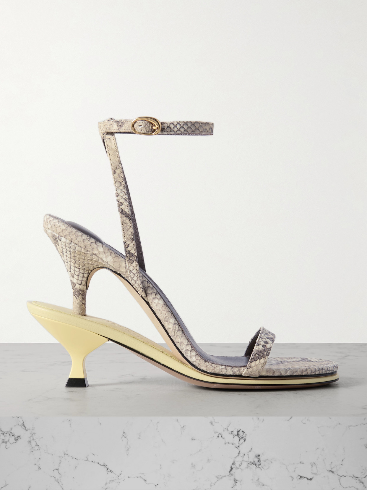 Jacquemus - Les Doubles Snake-effect Leather Sandals - Neutrals