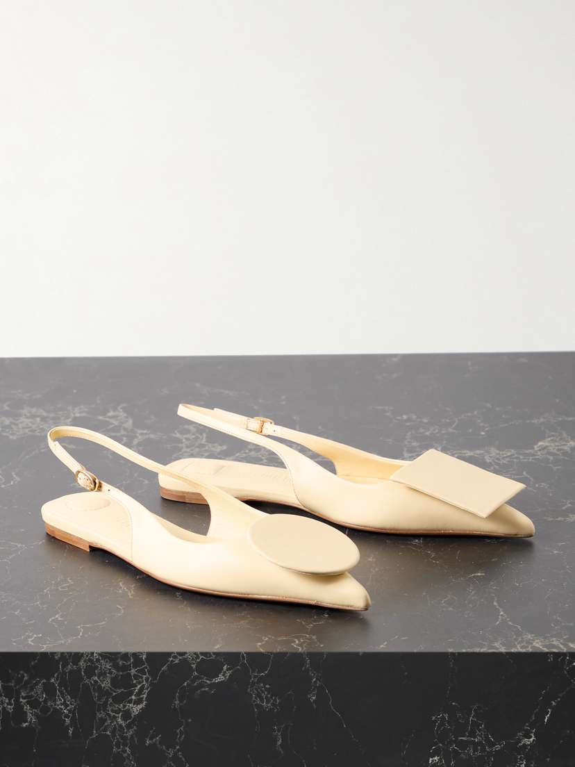 Jacquemus Duelo Embellished Leather Point-toe Slingback Flats