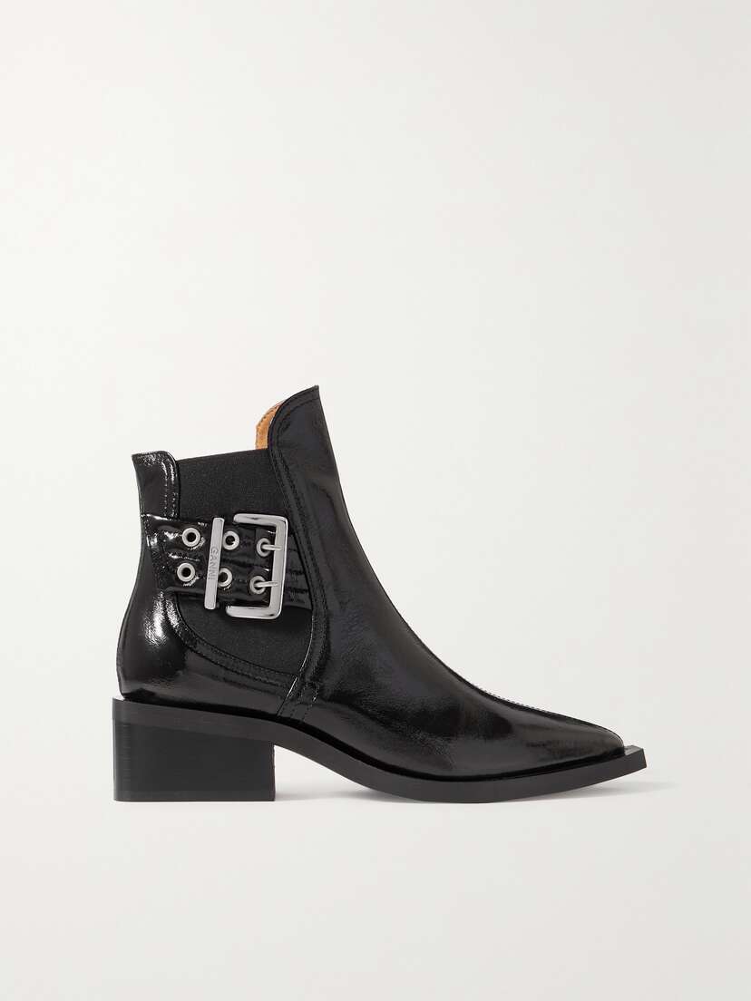 Ganni + Net Sustain Recycled Patent Faux Leather Chelsea Boots