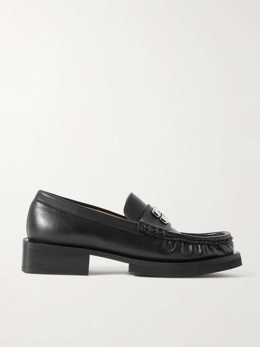 Ganni + Net Sustain Butterfly Logo-embellished Recycled-leather Loafers