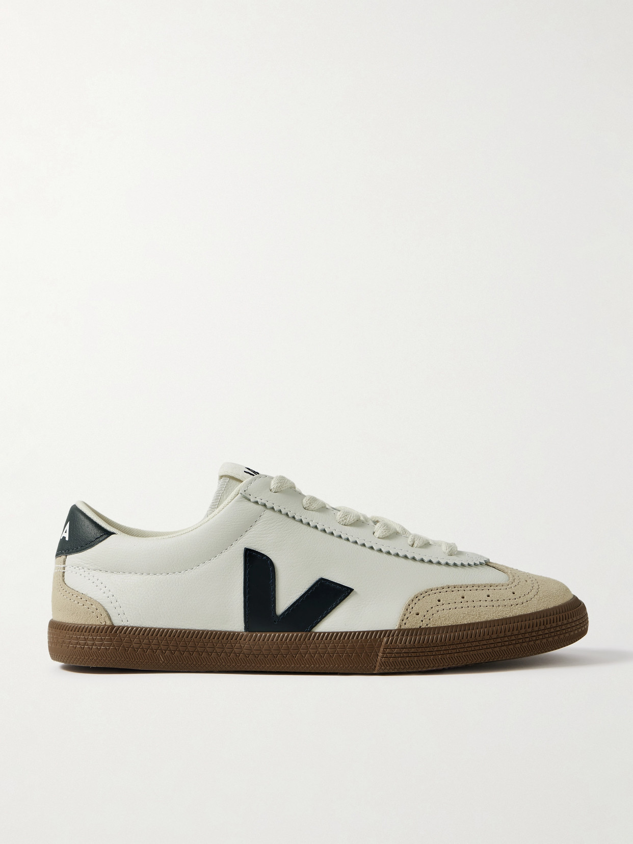 Veja Volley Suede-trimmed Leather Sneakers In White