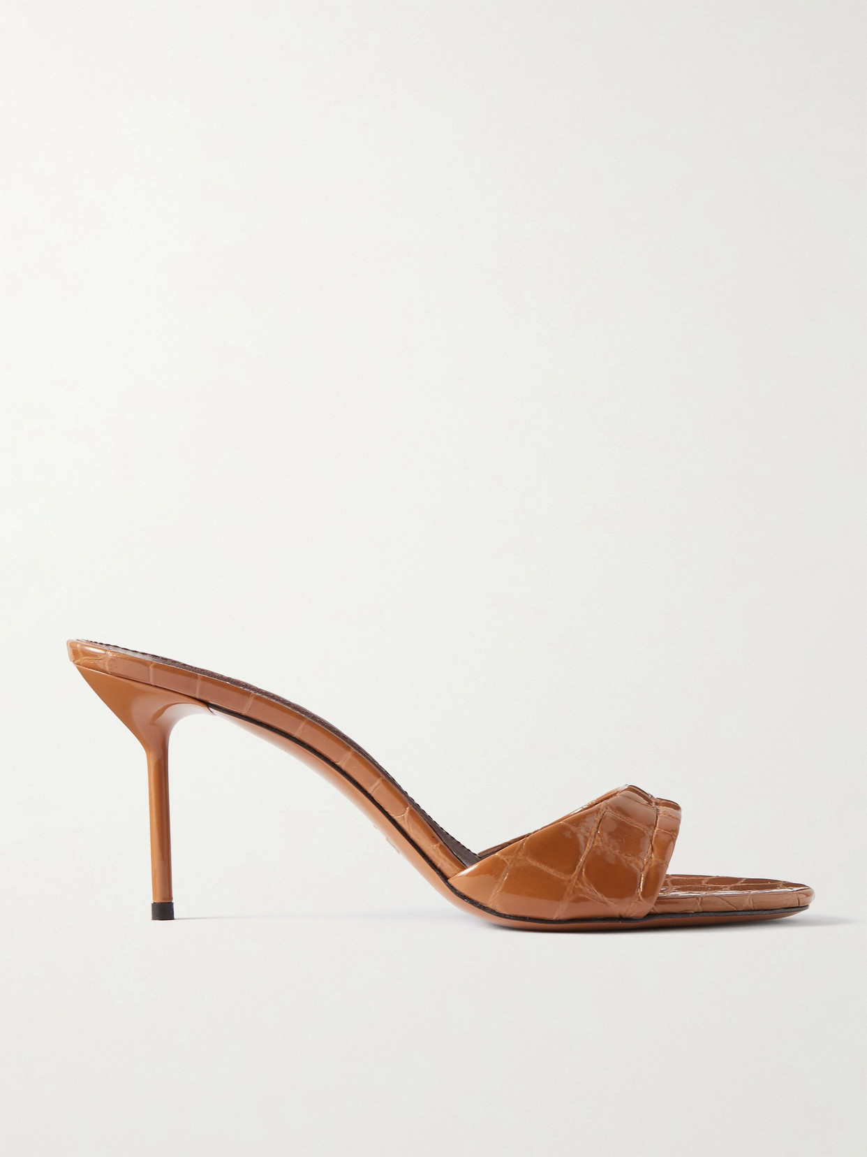 Paris Texas - Lidia Glossed Croc-effect Leather Mules - Brown