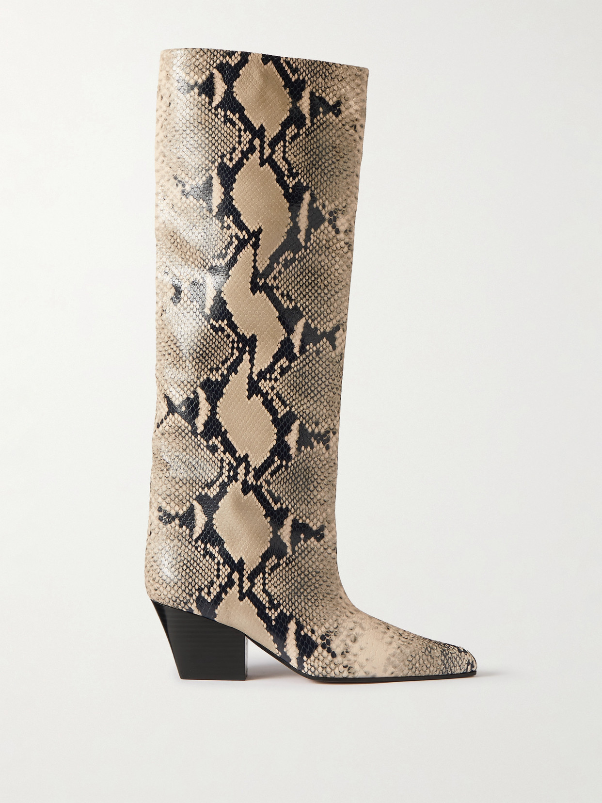 Paris Texas Jane Snake-effect Leather Knee Boots In Animal Print