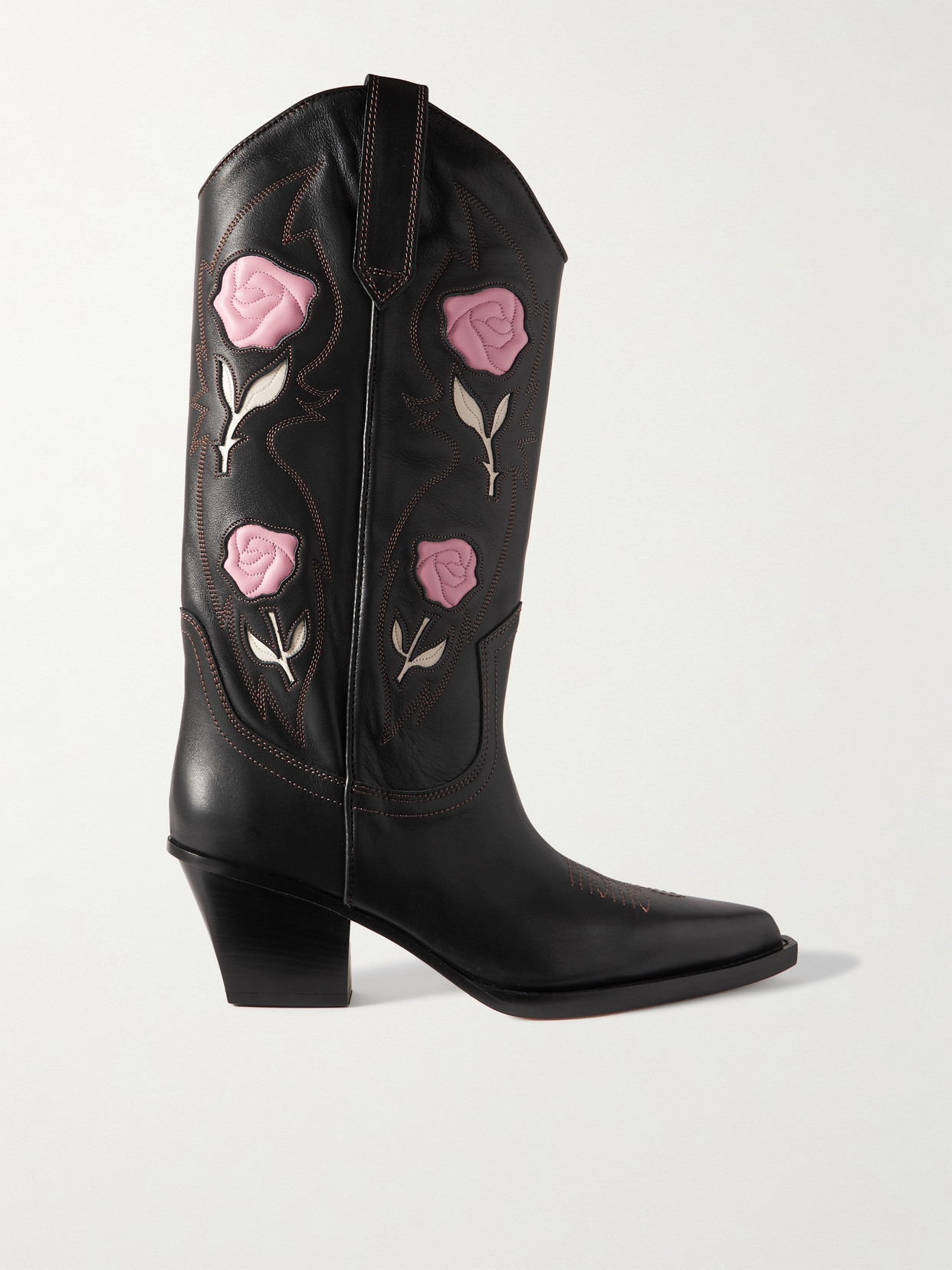 Shop Paris Texas Rosalia Embroidered Leather Cowboy Boots In Black