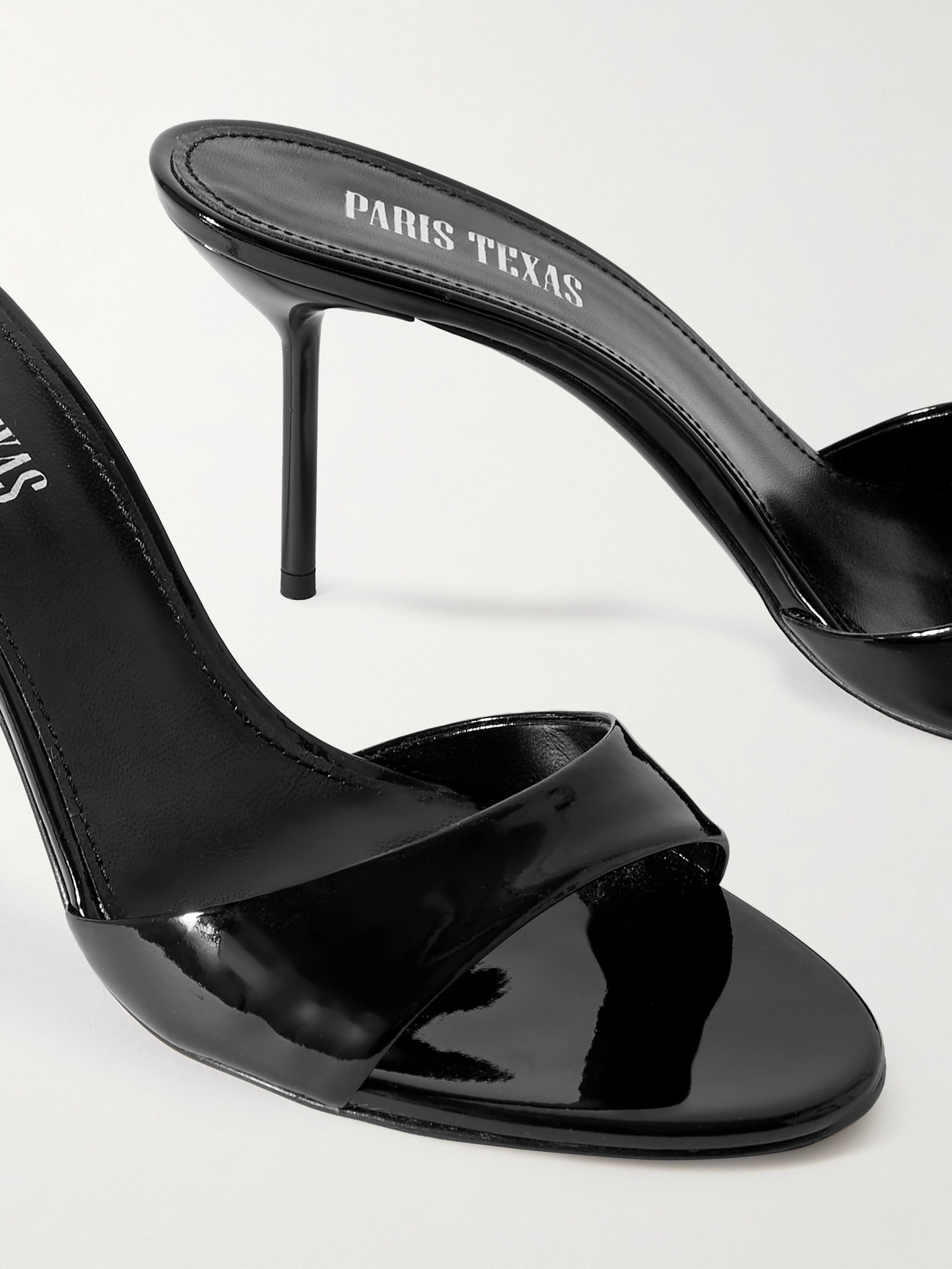 Paris Texas Lidia Patent Leather Heel Sandals In Black