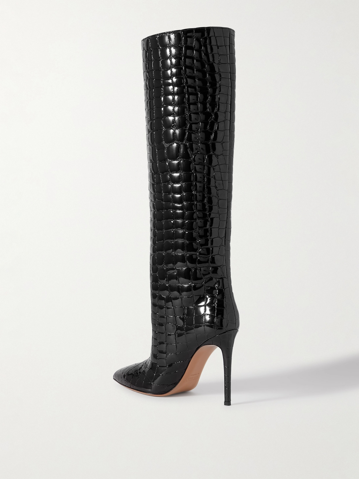 Shop Paris Texas Croc-effect Leather Knee Boots In Black