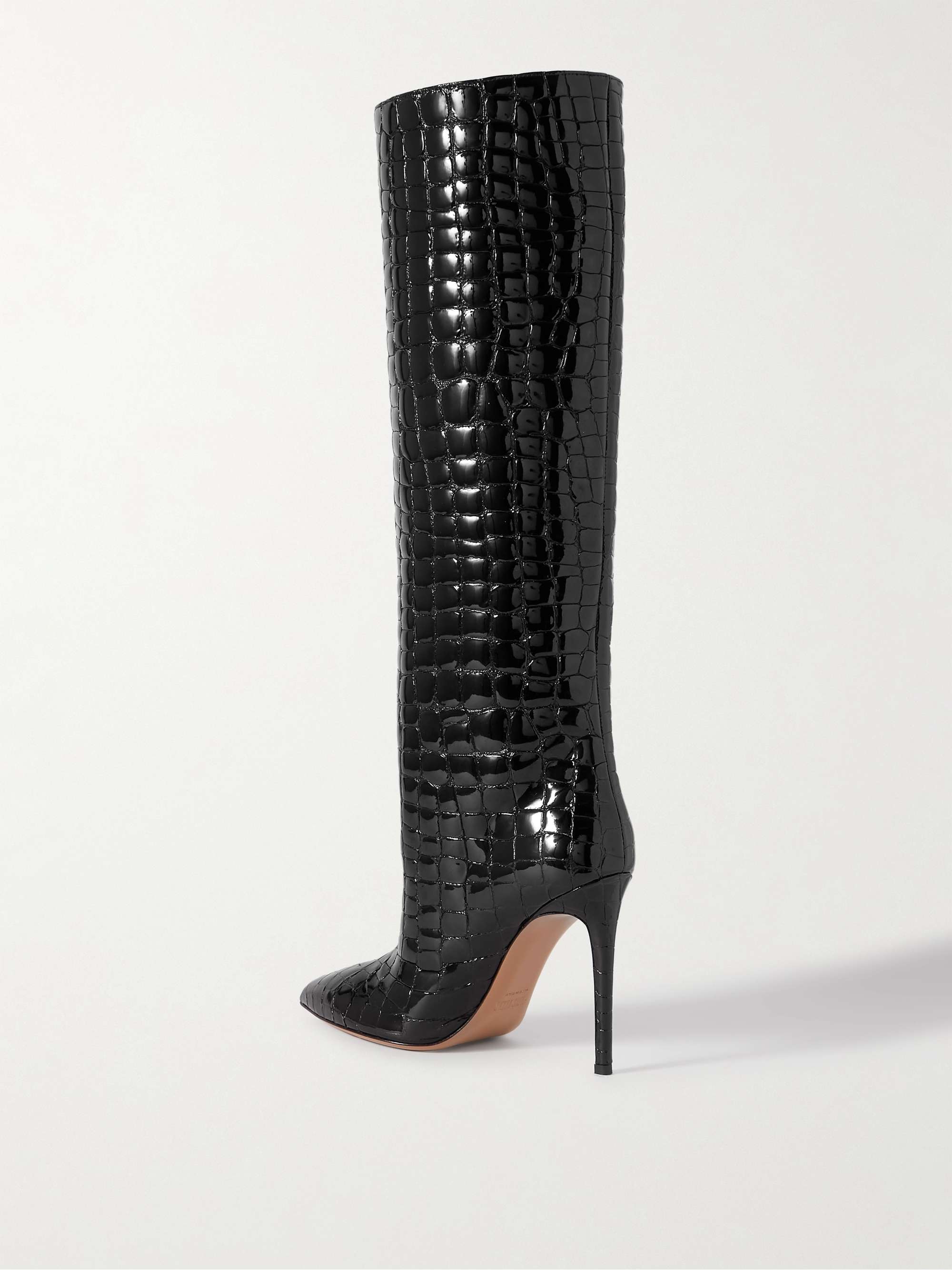 PARIS TEXAS Croc-effect leather knee boots
