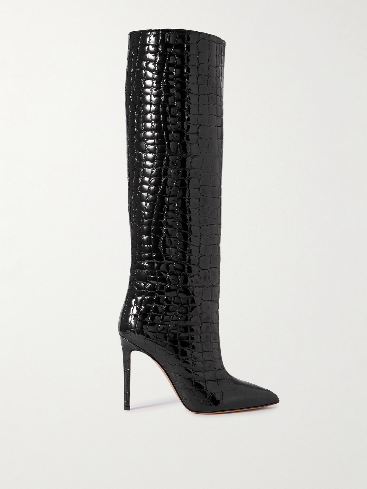 Shop Paris Texas Croc-effect Leather Knee Boots In Black