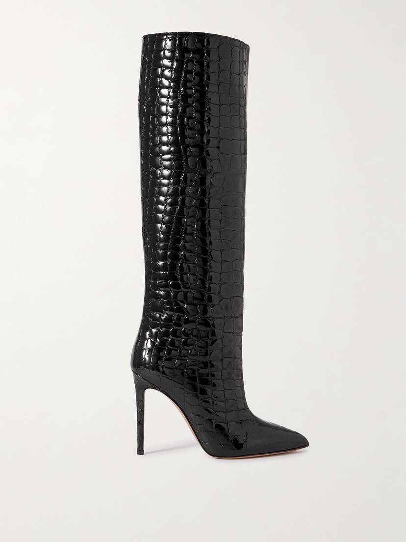Paris Texas Croc-effect Leather Knee Boots