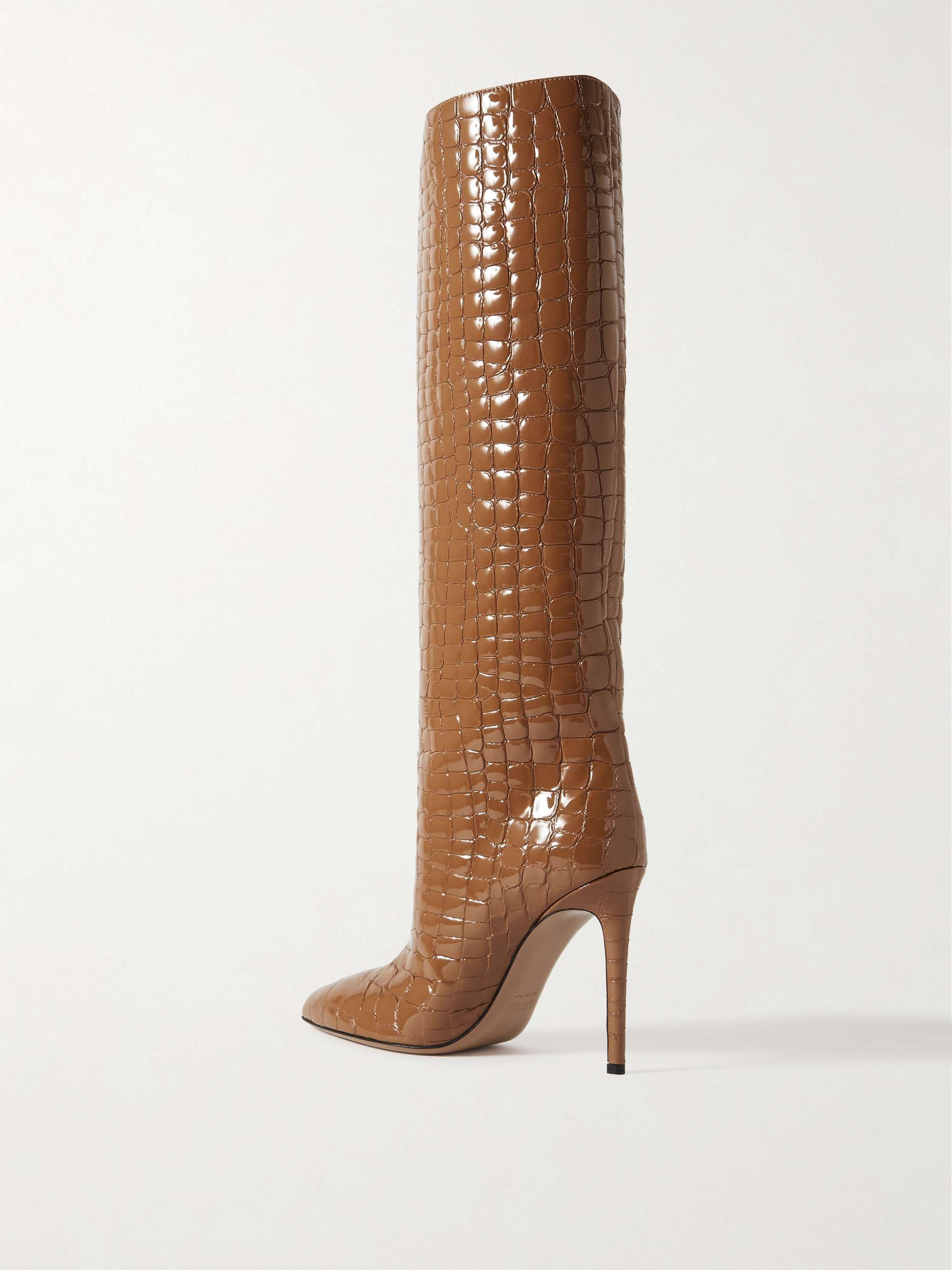 PARIS TEXAS Croc-effect leather knee boots