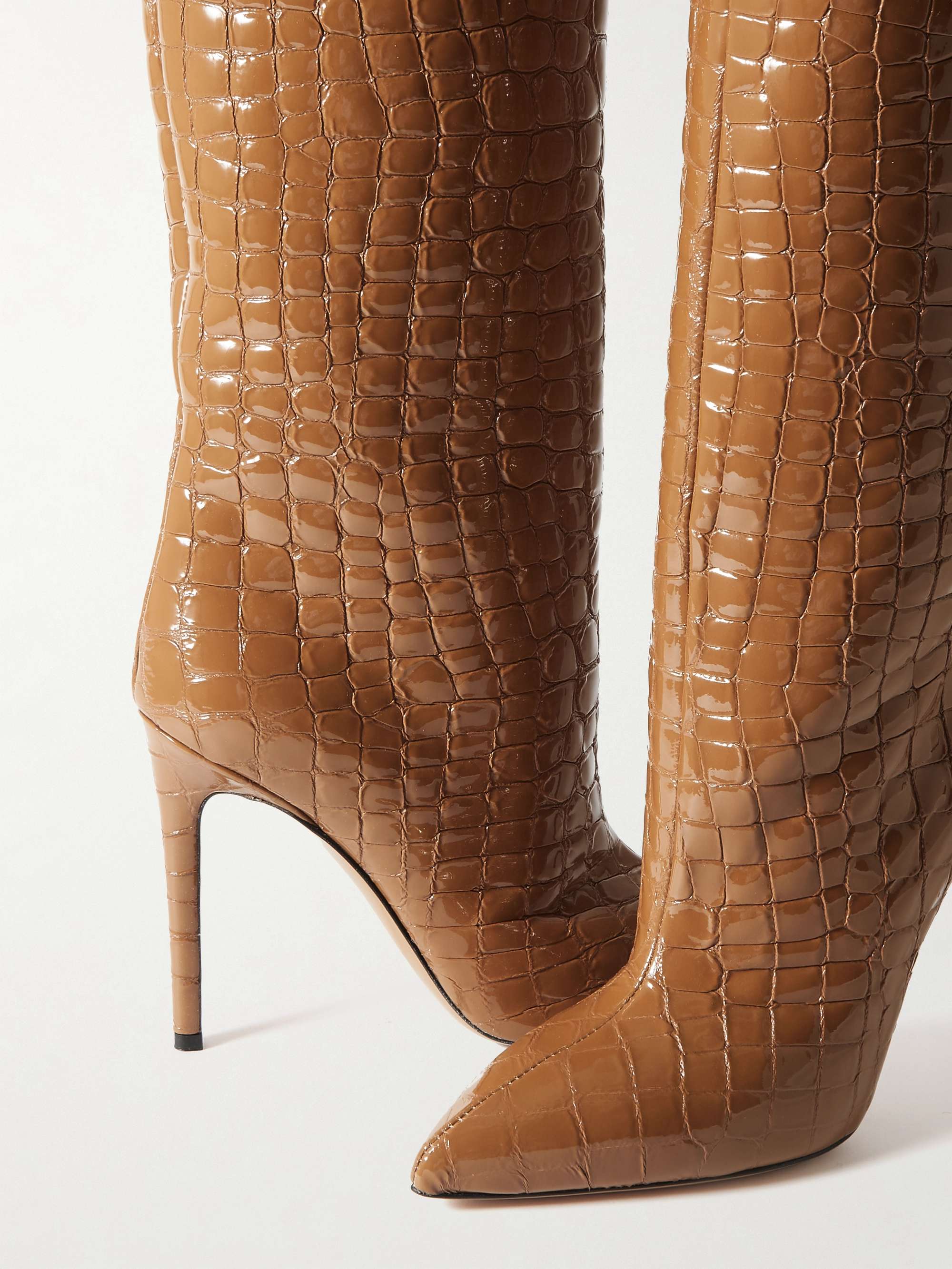 PARIS TEXAS Croc-effect leather knee boots