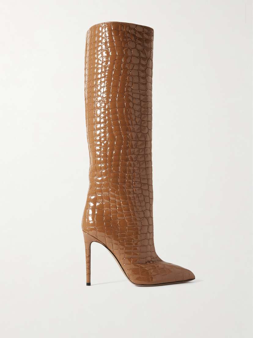 Paris Texas Croc-effect Leather Knee Boots