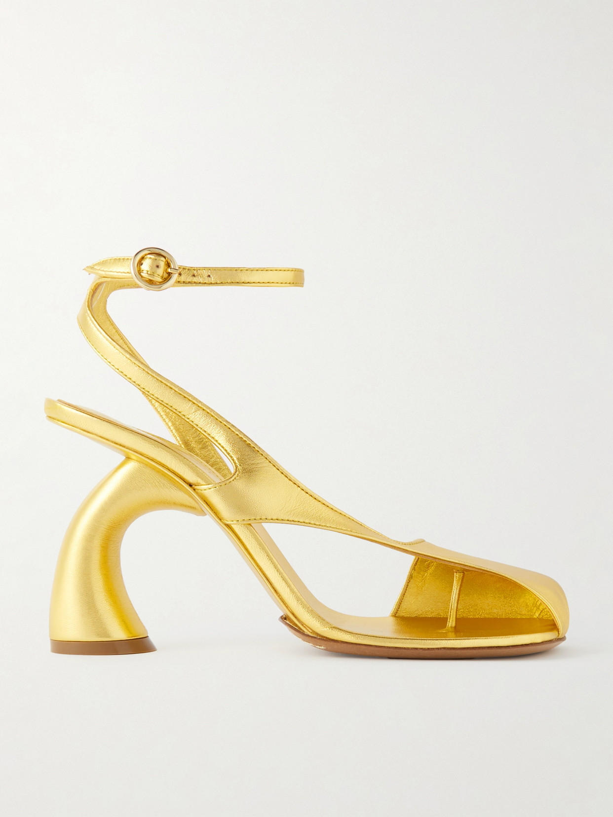 Dries Van Noten Cutout Metallic Leather Pumps In Gold