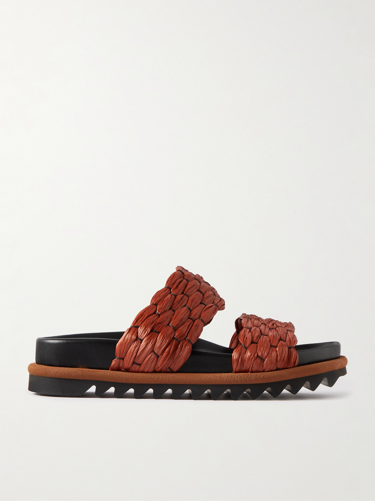 Dries Van Noten Woven Raffia Dual-band Comfort Sandals In Rust