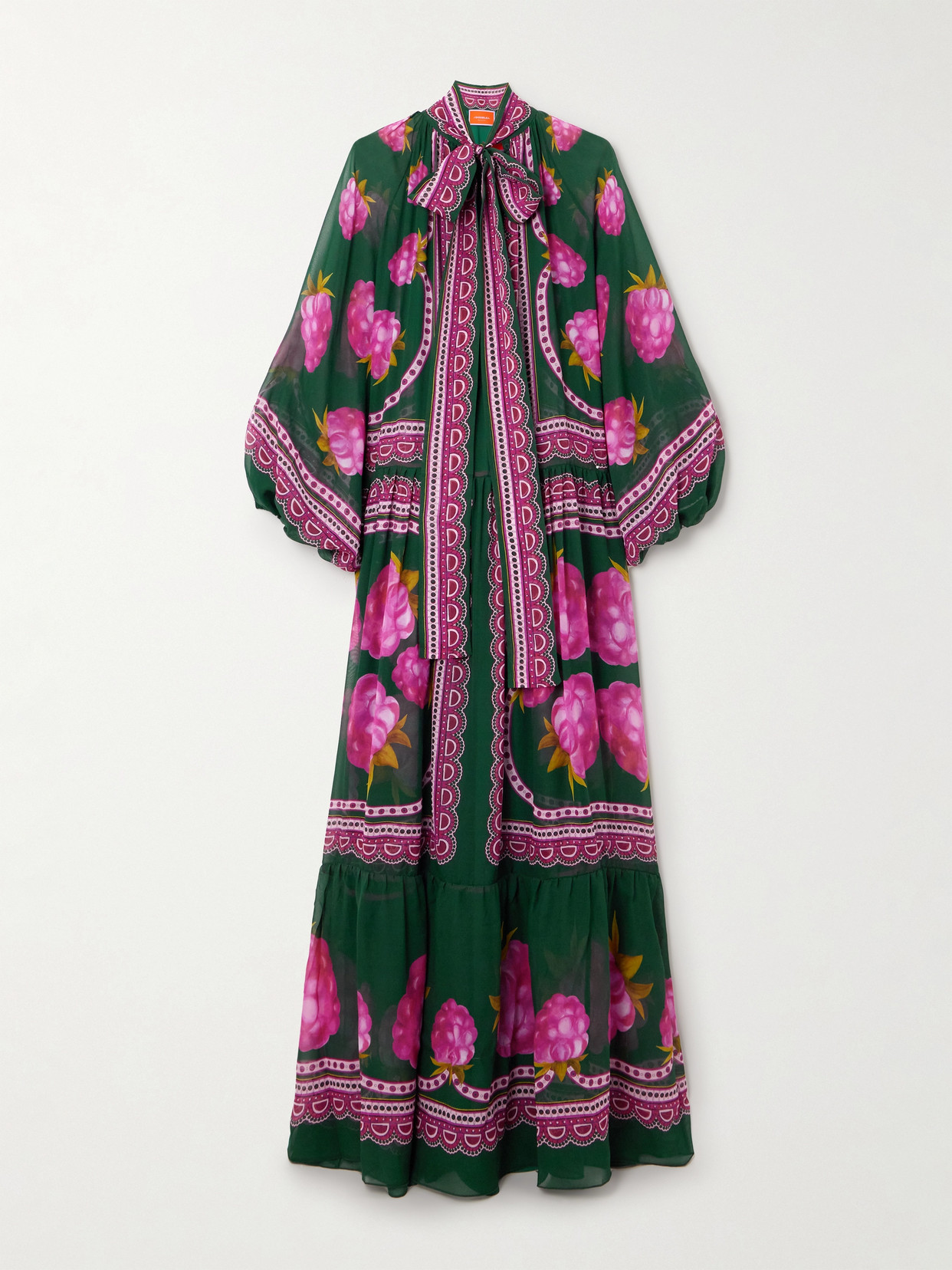 La DoubleJ - Athena Belted Pleated Printed Silk-chiffon Maxi Dress - Multi