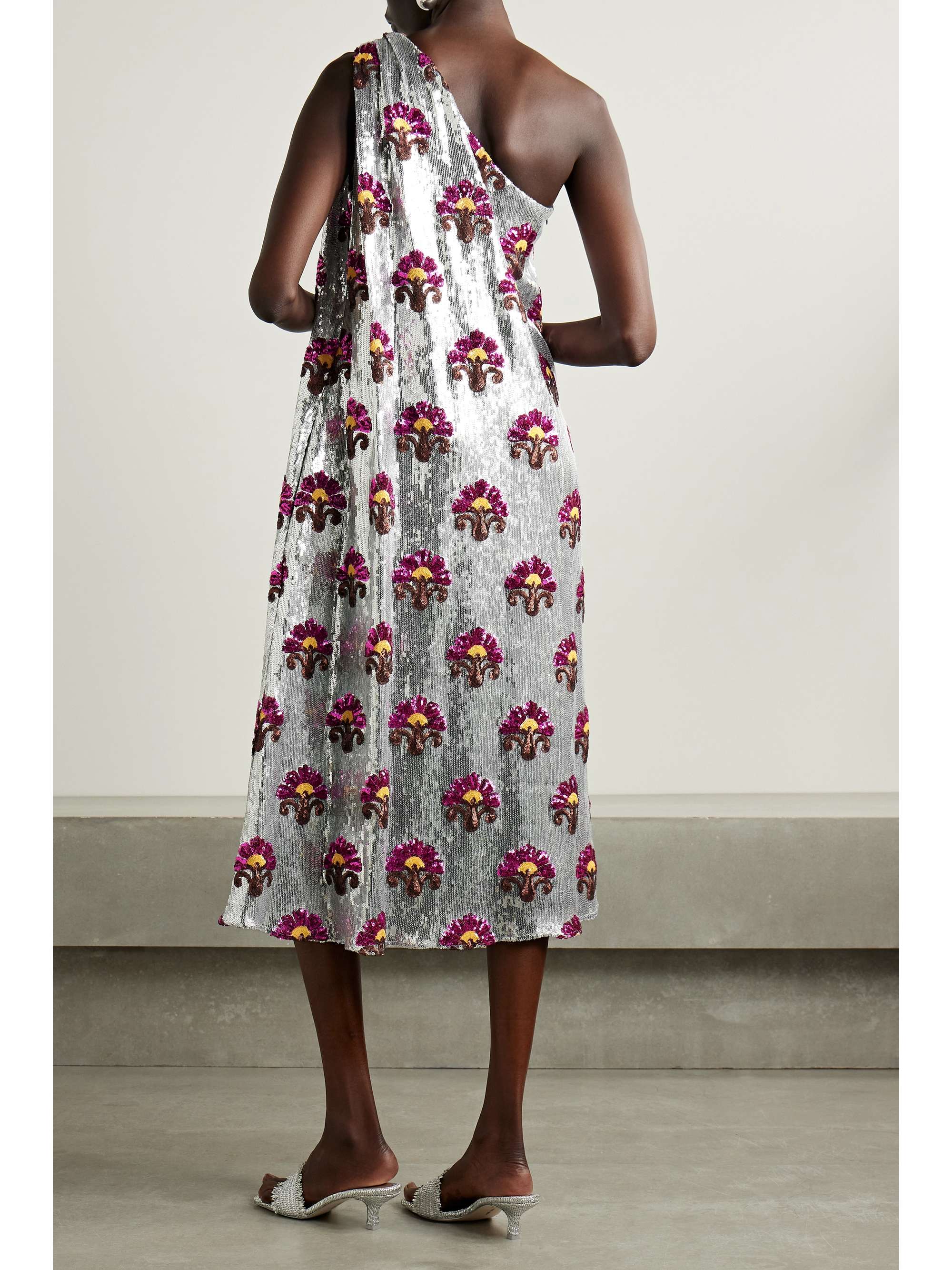 LA DOUBLEJ Roy one-shoulder sequined tulle midi dress | NET