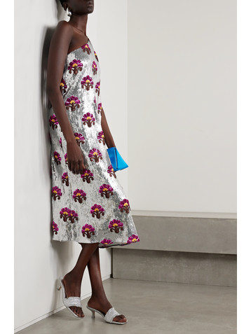 La DoubleJ Roy one-shoulder sequined tulle midi dress
