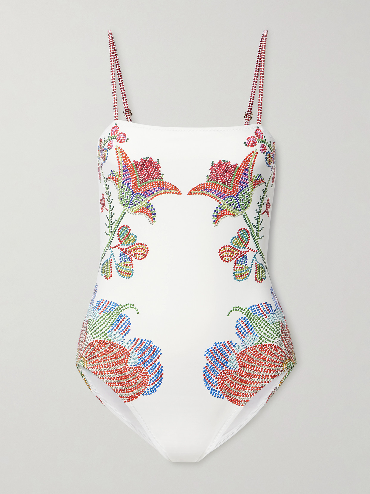 La Doublej Elle Printed Stretch Swimsuit In White