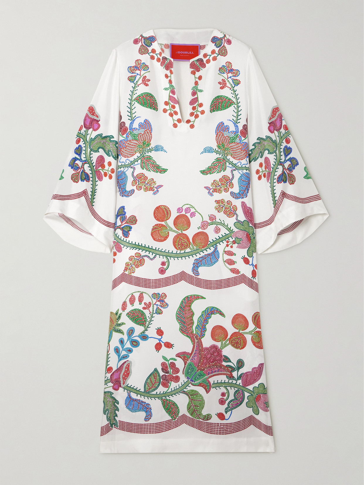 La DoubleJ - The Kaftan Printed Silk-twill Midi Dress - White