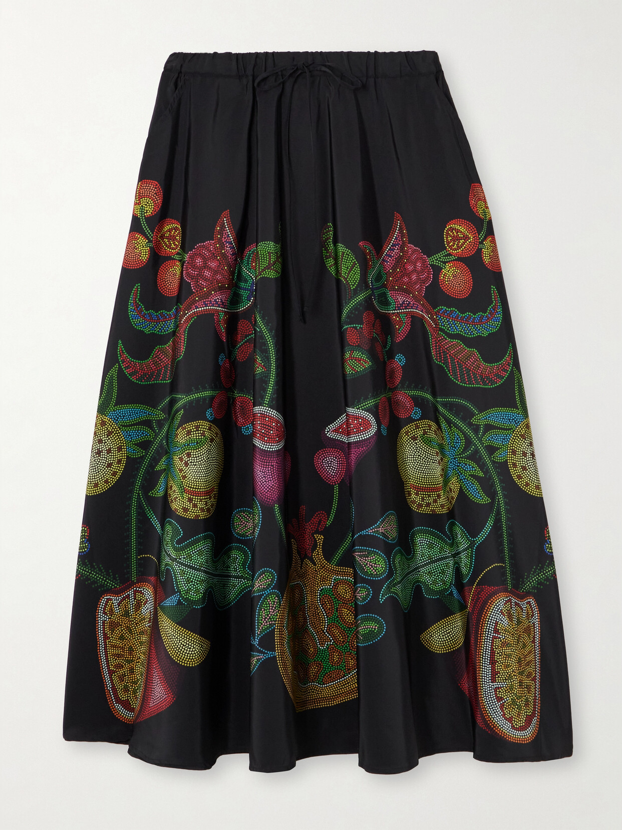 La DoubleJ Printed Faille Midi Skirt - Black