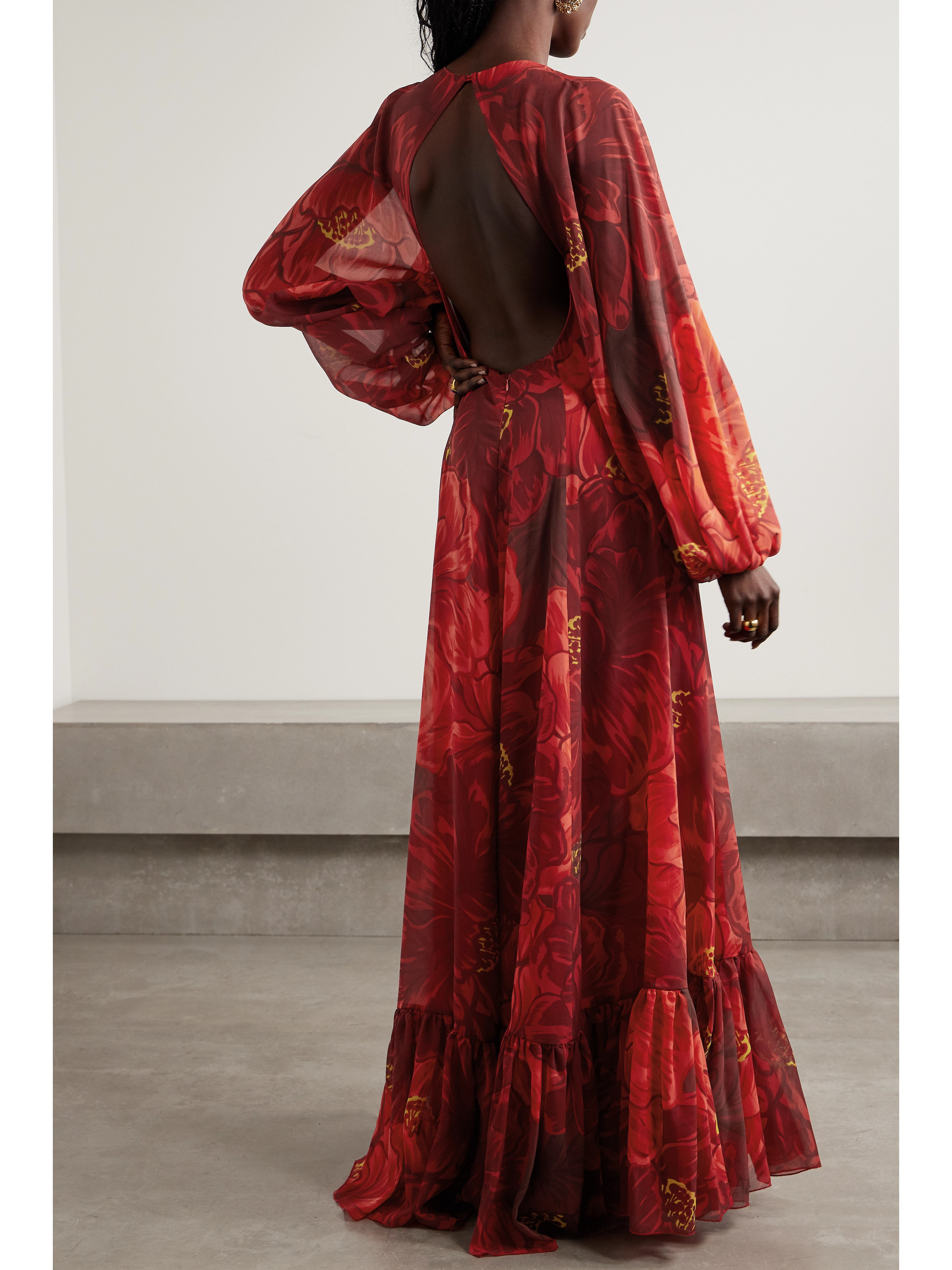 La DoubleJ Eve floral-print chiffon maxi dress thumbnail