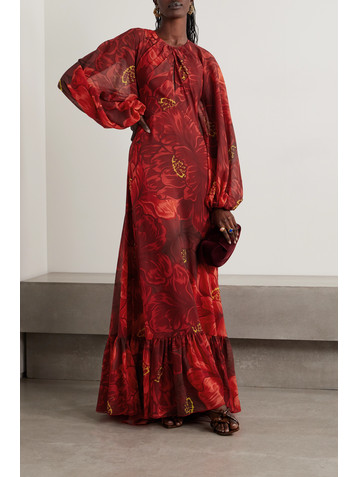La DoubleJ Eve floral-print chiffon maxi dress