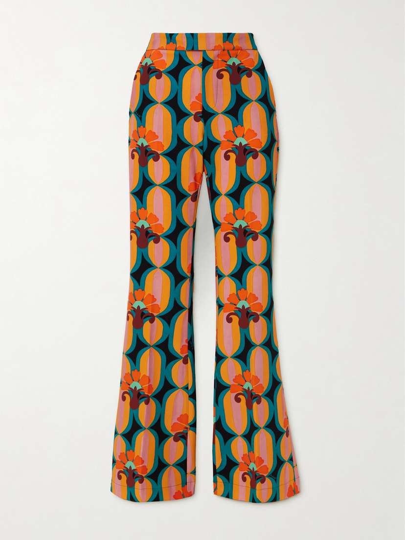 La DoubleJ Saturday Night Printed Crepe Bootcut Pants