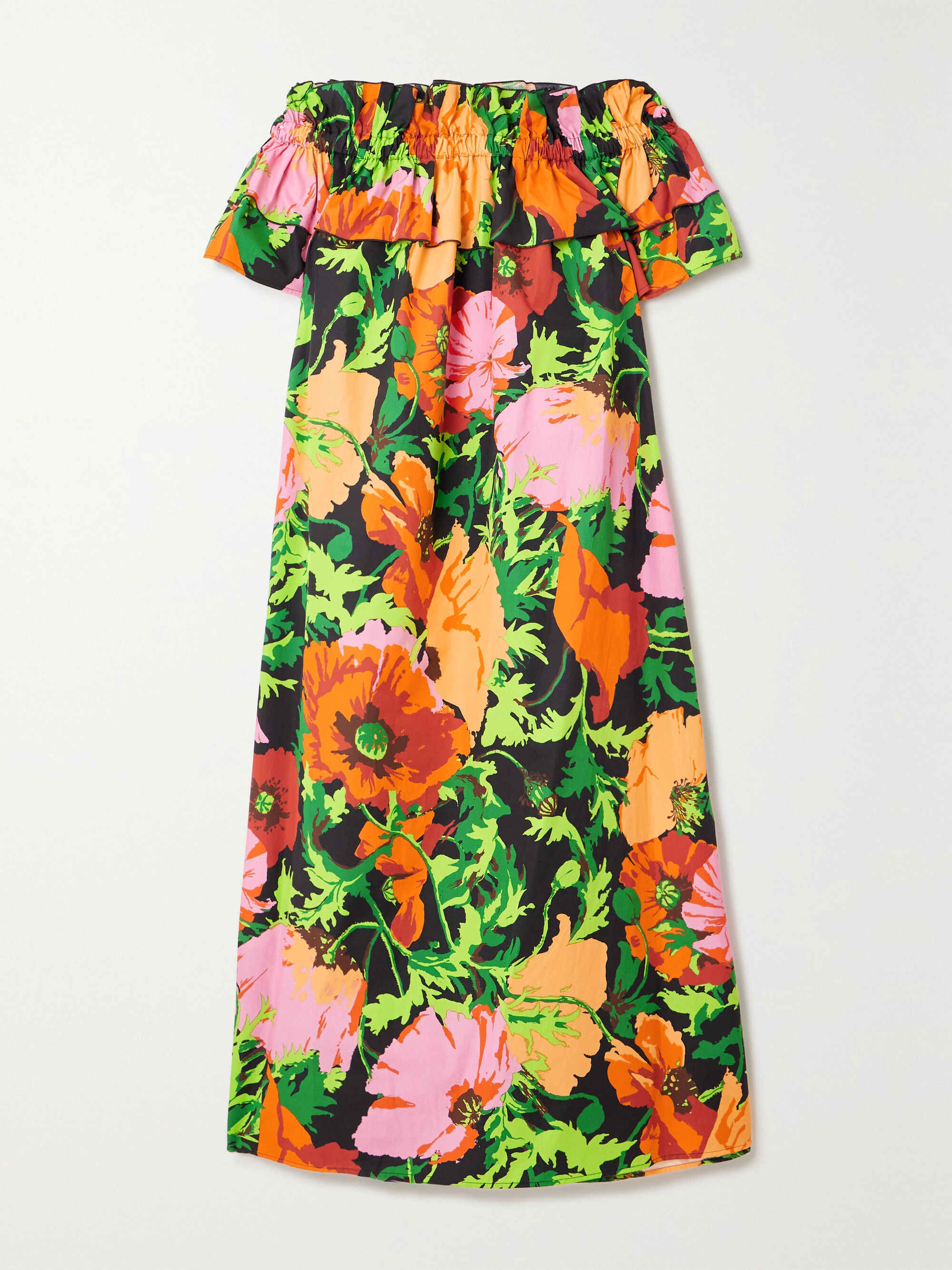 La DoubleJ Breakfast off-the-shoulder floral-print cotton-poplin midi dress thumbnail