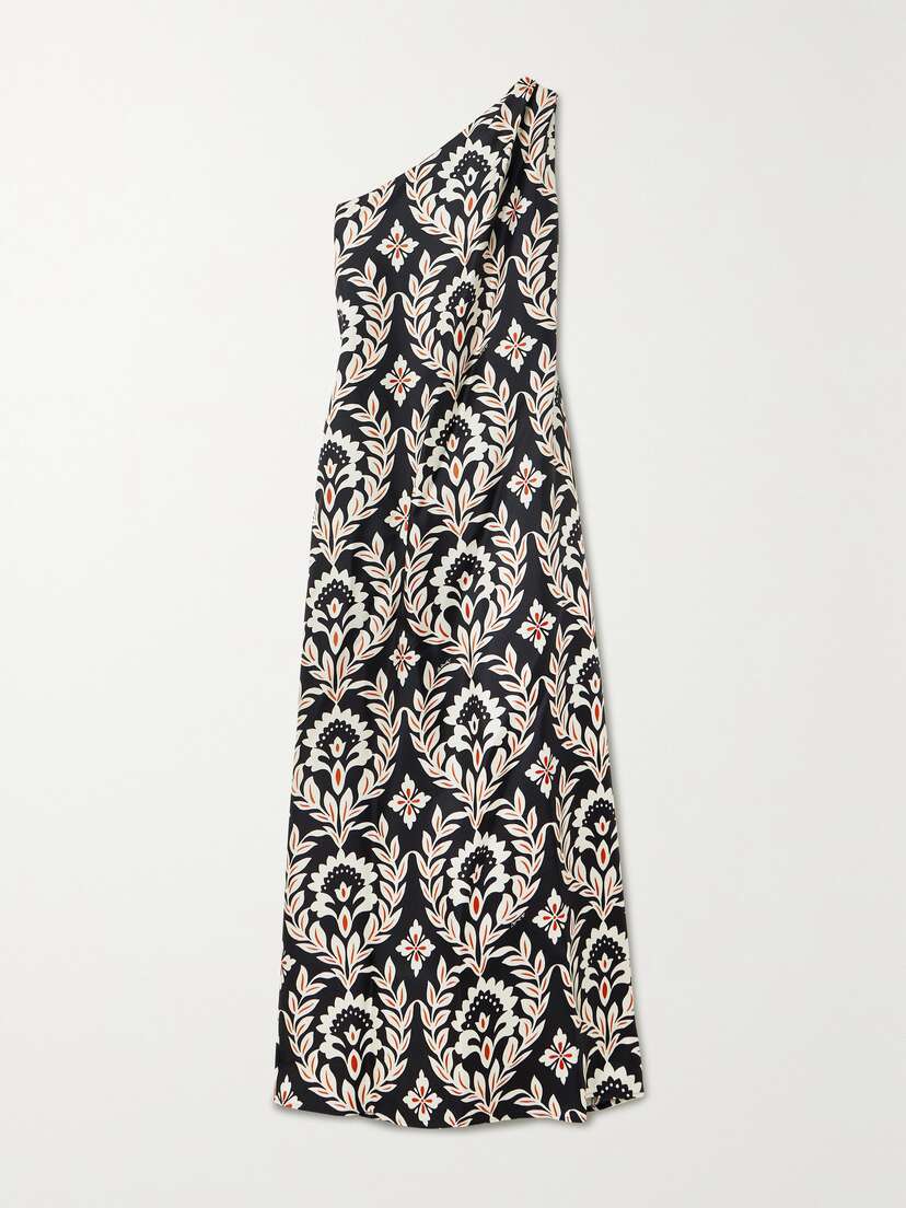 La DoubleJ Roy One-shoulder Floral-print Silk-twill Maxi Dress