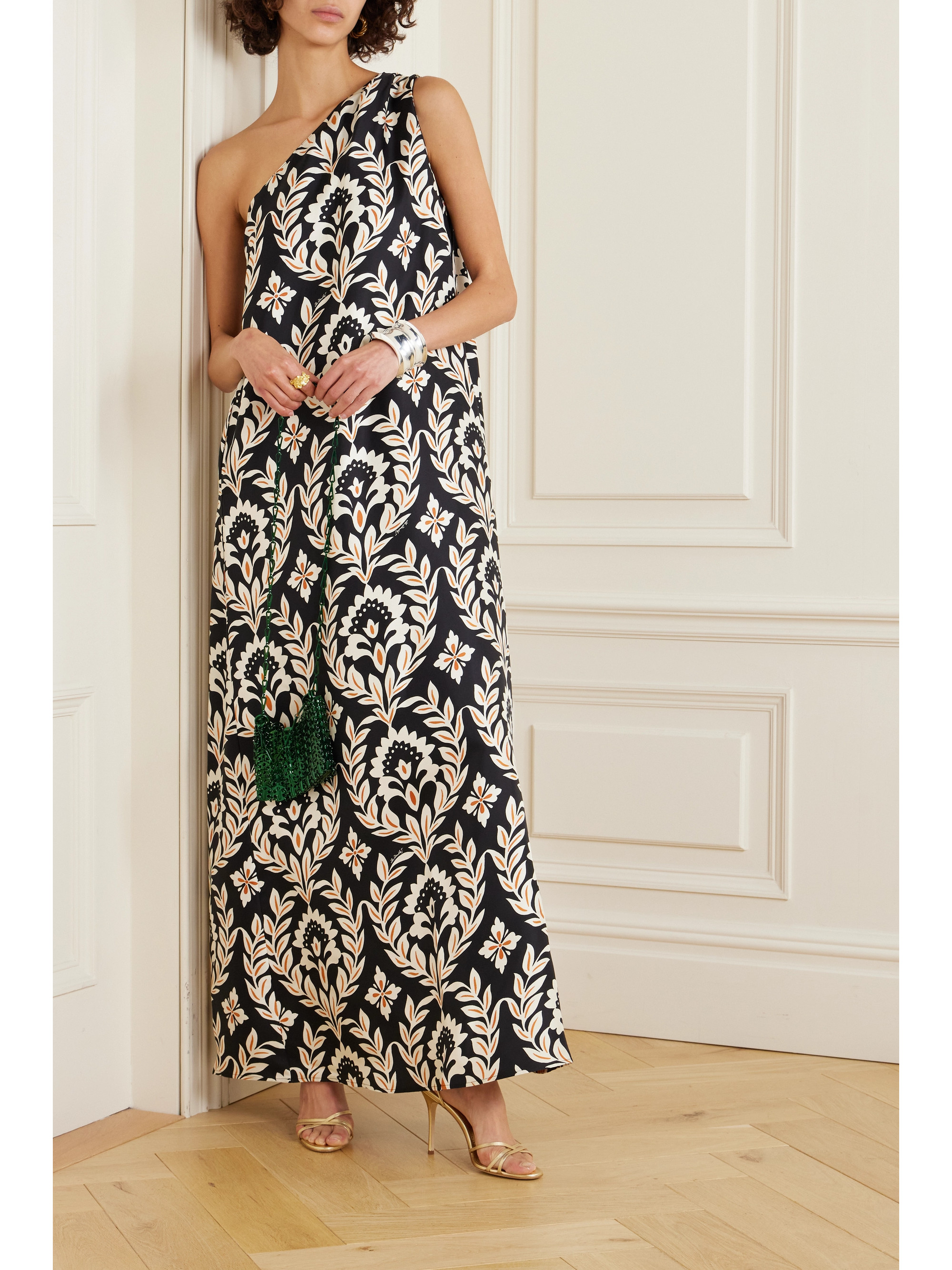La DoubleJ Roy one-shoulder floral-print silk-twill maxi dress