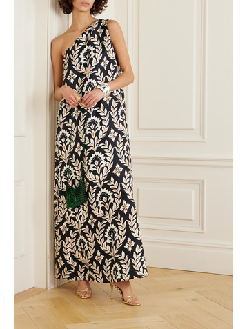 La DoubleJ Roy one-shoulder floral-print silk-twill maxi dress