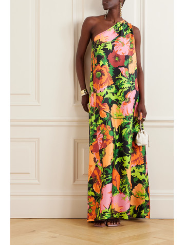 La DoubleJ Roy one-shoulder floral-print silk-twill maxi dress