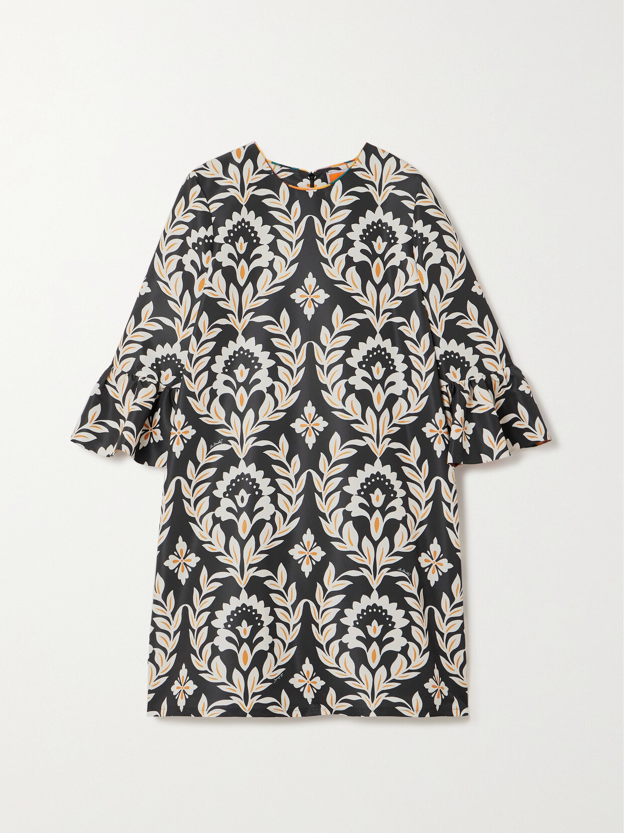 La DoubleJ 24/7 Ruched Floral-print Faille Mini Dress - Black