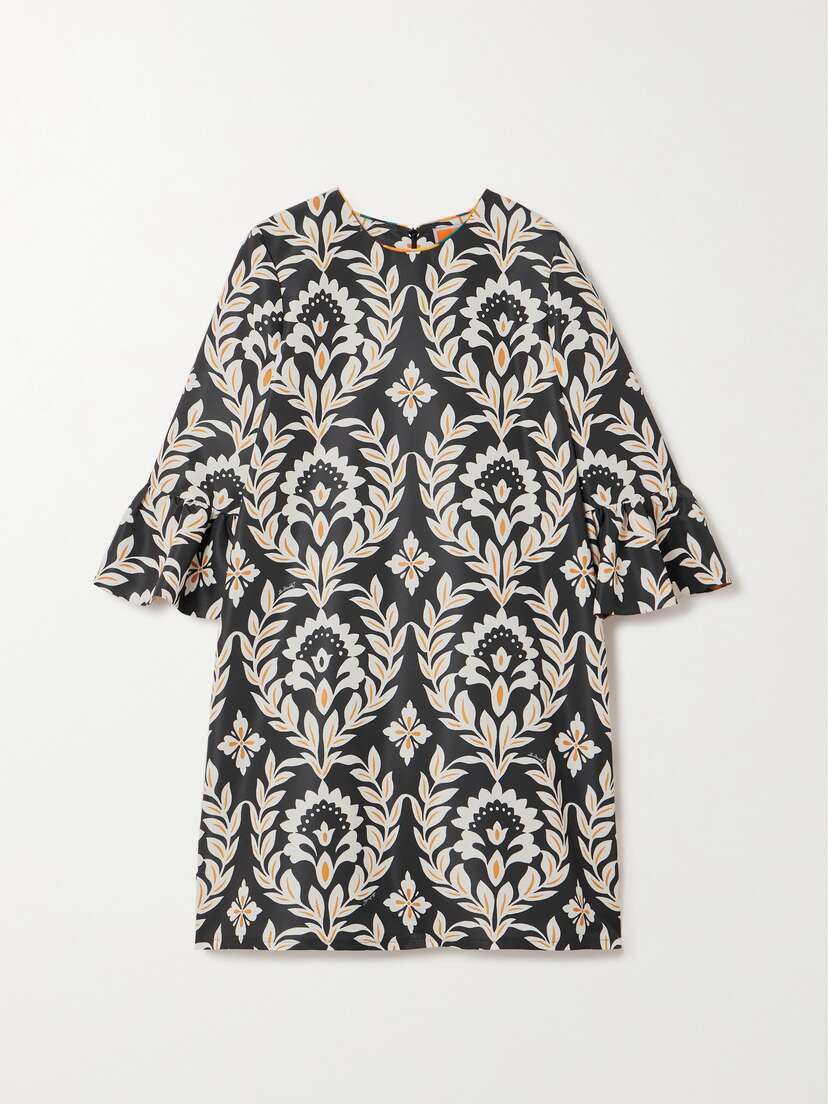 La DoubleJ 24/7 Ruched Floral-print Faille Mini Dress