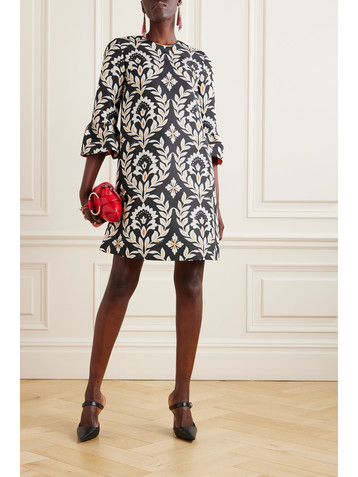 La DoubleJ 24/7 ruched floral-print faille mini dress