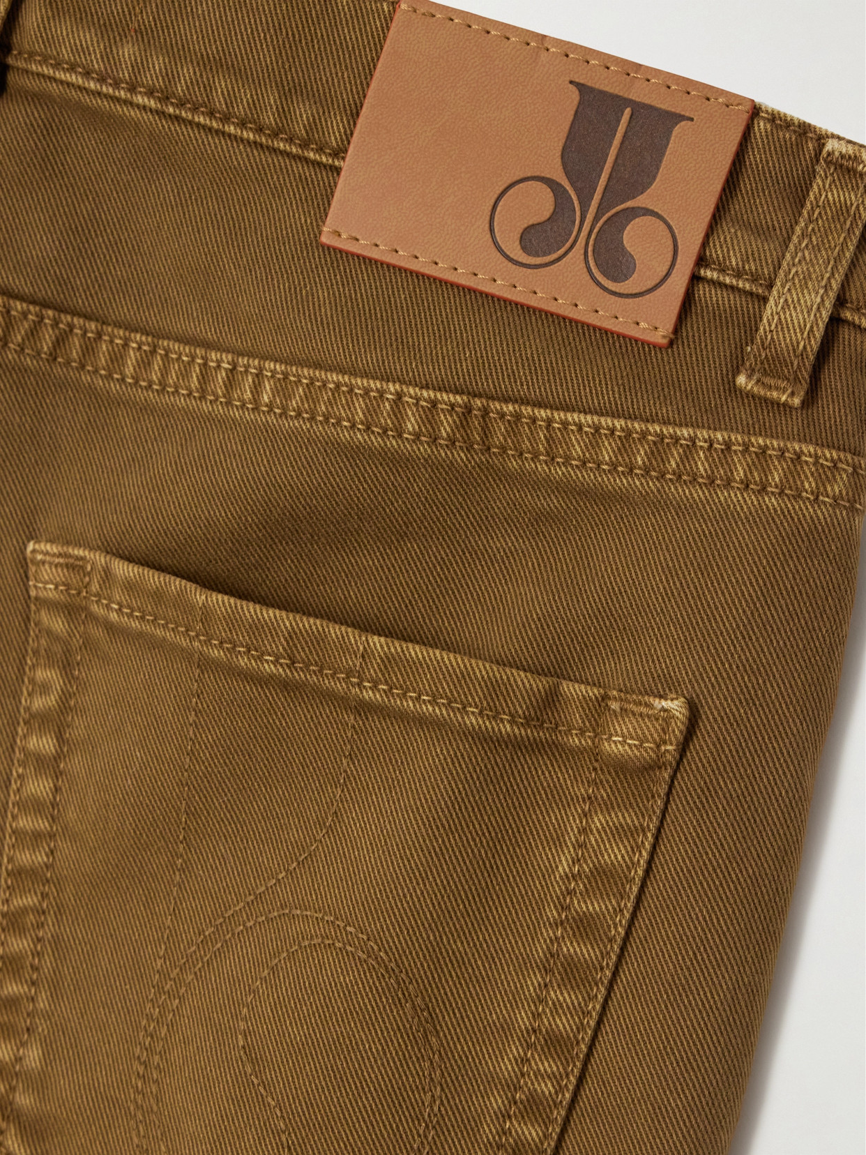 La Doublej Fancy Feather-trimmed Cropped High-rise Slim-leg Jeans In Green